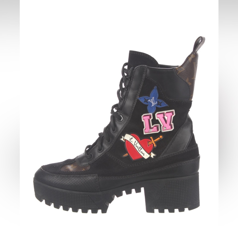 Authentic Louis Vuitton Suede Mid-Calf Combat Boots
